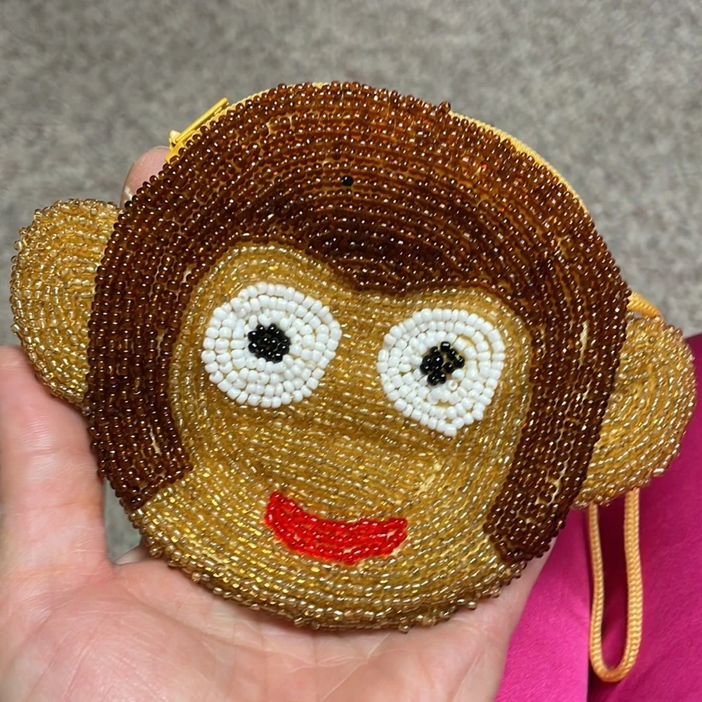 Beaded monkey head purse - Picture 4 of 7